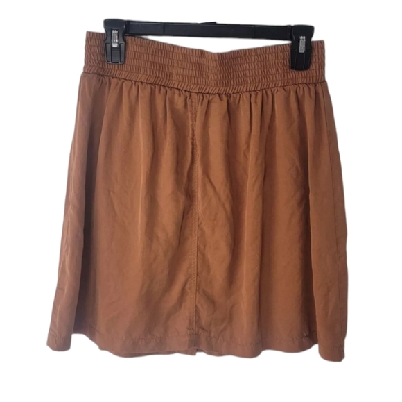 Lost in Lunar Smocked High Waist Midi Skirt Size 4 Brown Boho Earthy Pockets - Picture 2 of 3